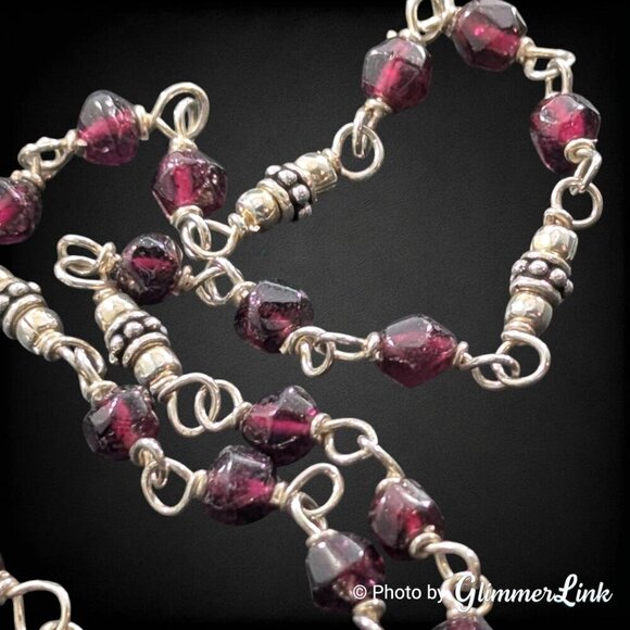 Silpada Garnet Sterling Silver Faceted Beaded Necklace - Picture 8 of 11
